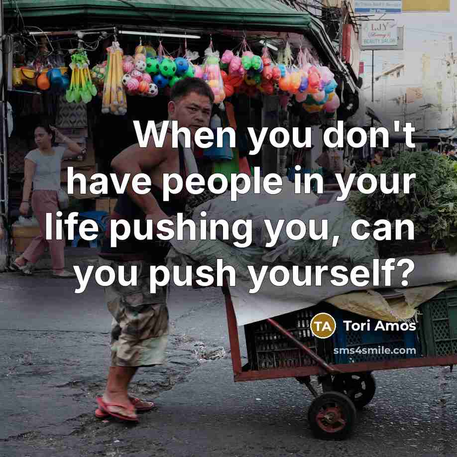 “When you don't have people in your life pushing you,…” quote by Tori Amos
