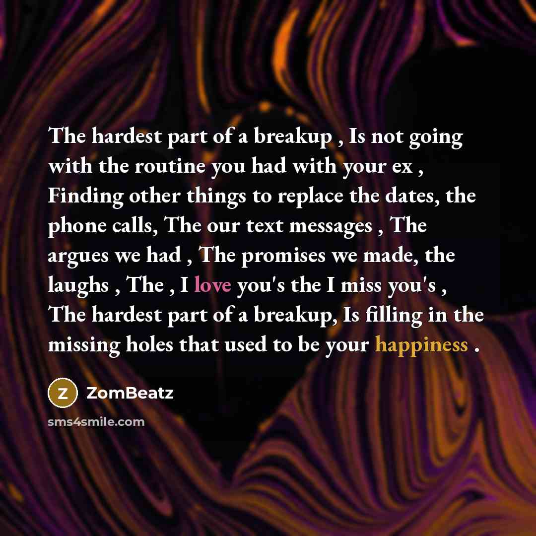“The hardest part of a breakup , Is not going…” quote by ZomBeatz