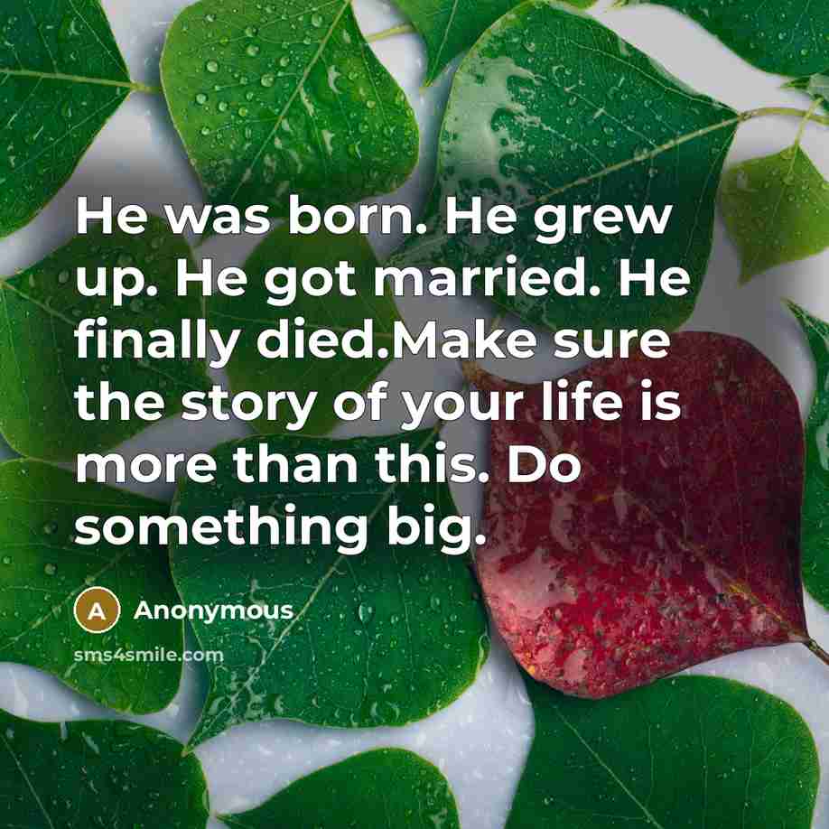 “He was born. He grew up. He got married. He…” quote by Anonymous