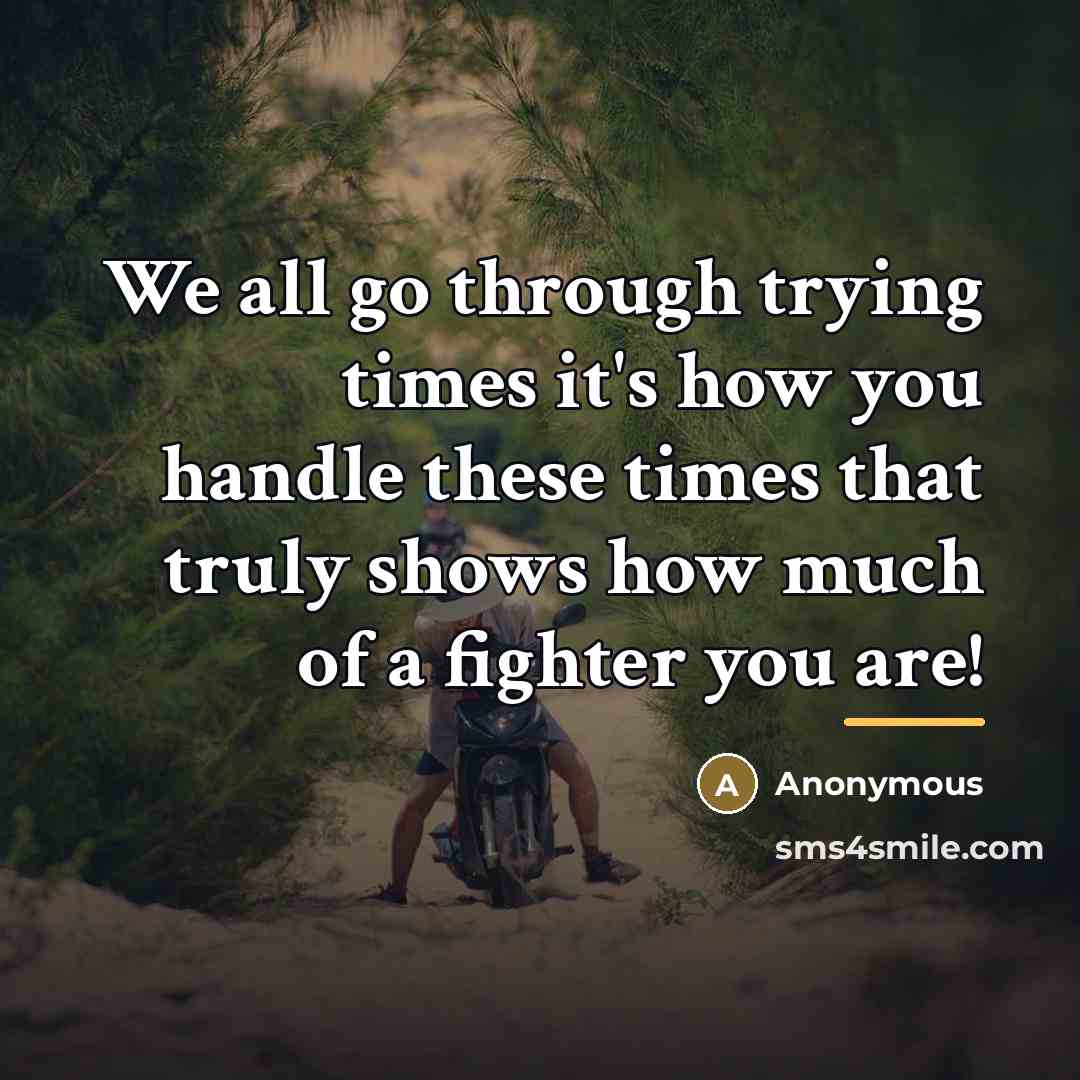 “We all go through trying times it's how you handle…” quote by Anonymous