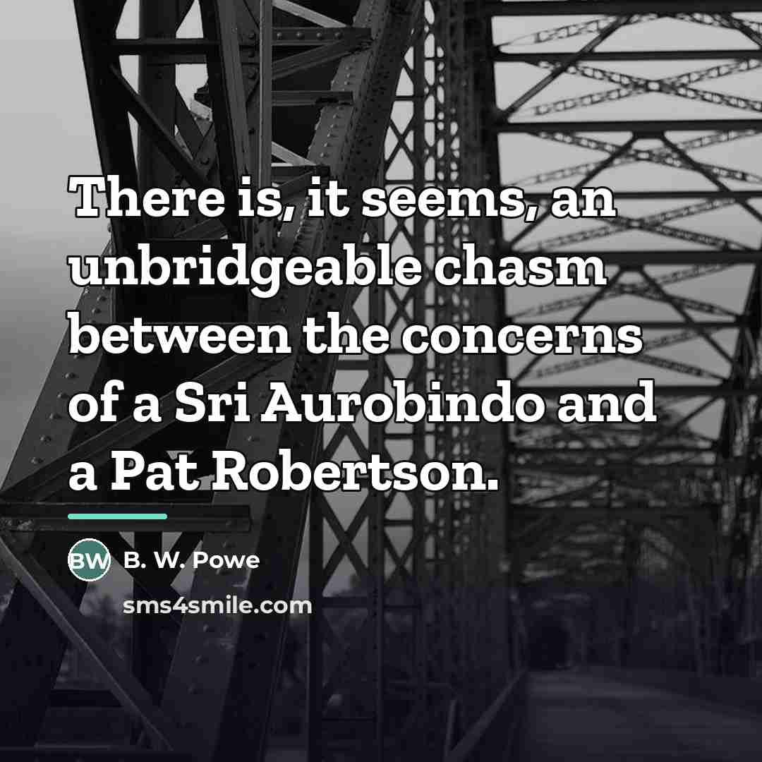 “There is, it seems, an unbridgeable chasm between the concerns…” quote by B. W. Powe