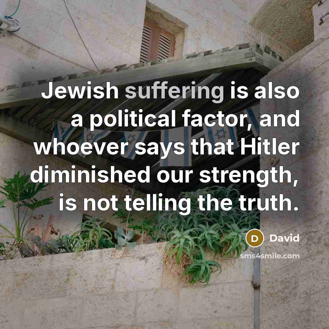 “Jewish suffering is also a political factor, and whoever says…” quote by David