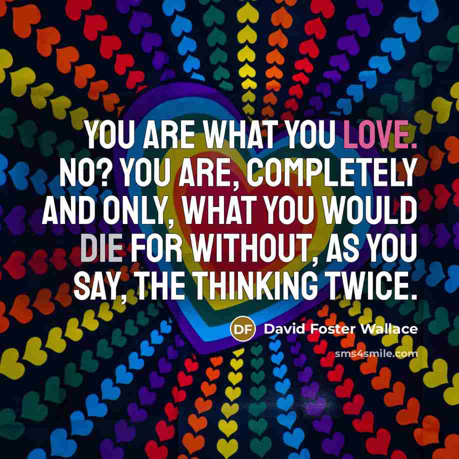 “You are what you love. No? You are, completely and…” quote by David Foster Wallace