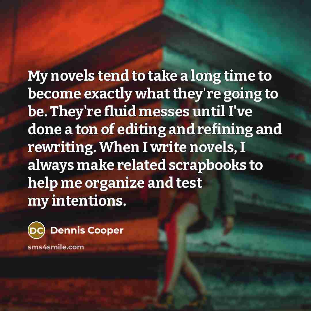 “My novels tend to take a long time to become…” quote by Dennis Cooper