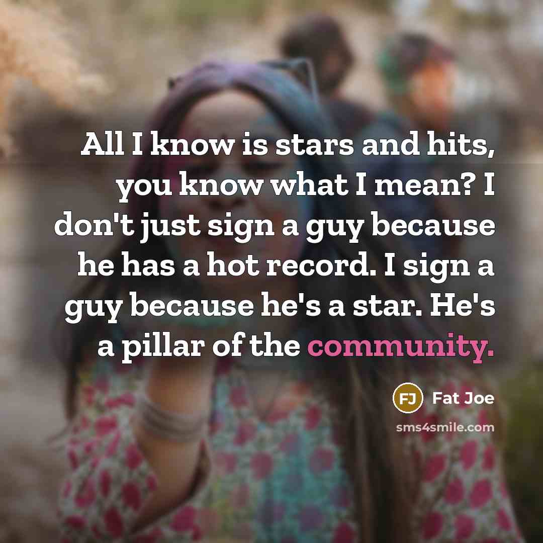 “All I know is stars and hits, you know what…” quote by Fat Joe
