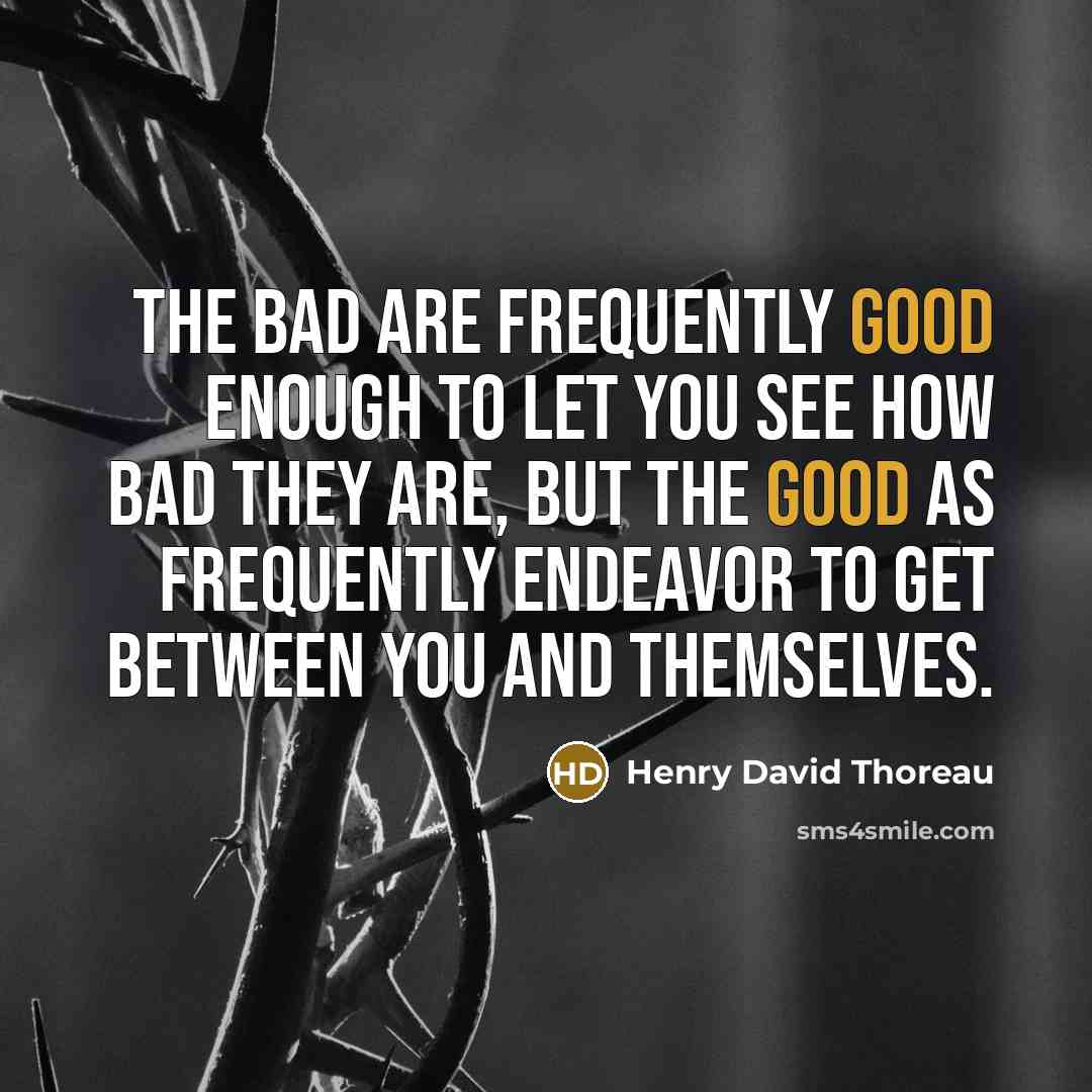 “The bad are frequently good enough to let you see…” quote by Henry David Thoreau
