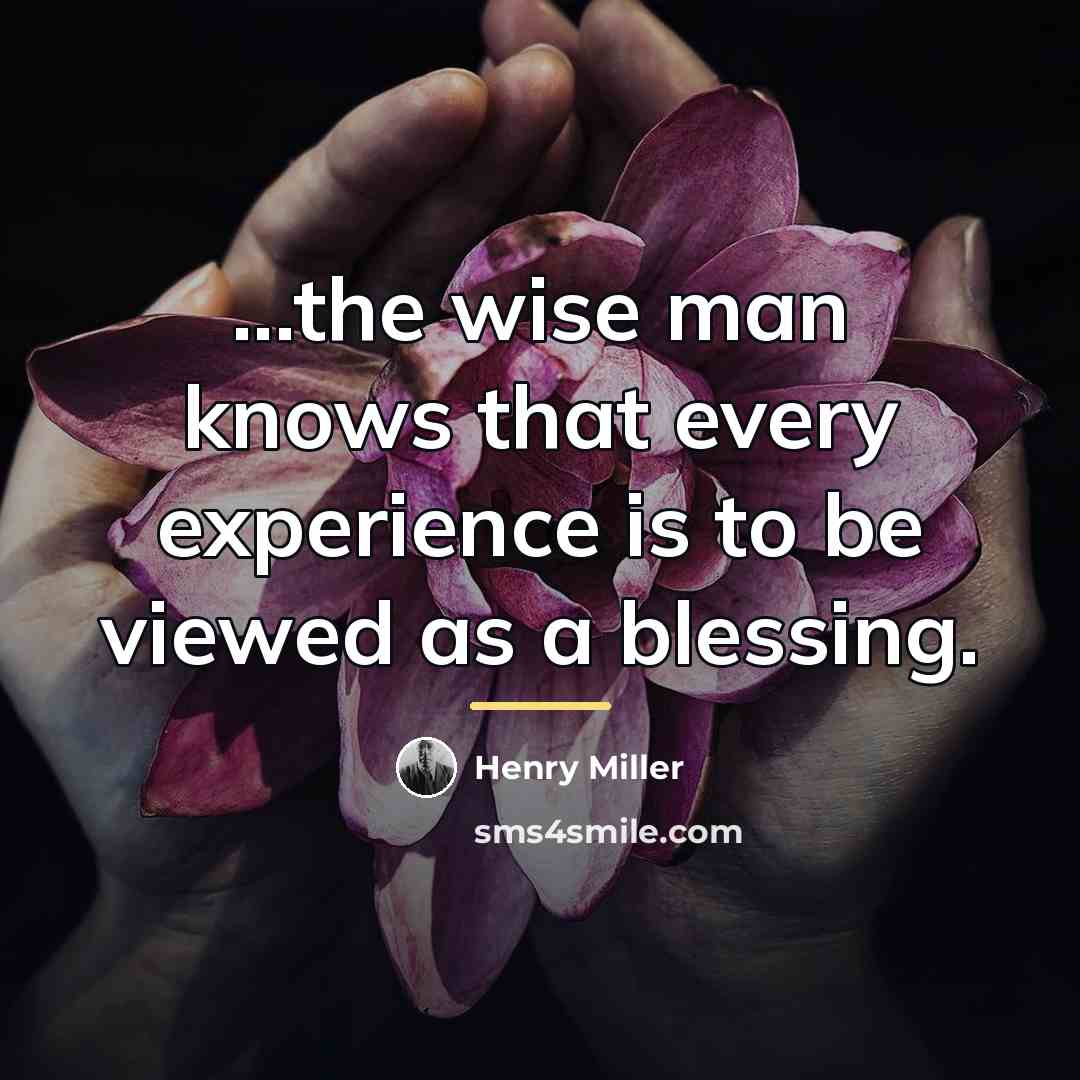 “...the wise man knows that every experience is to be…” quote by Henry Miller