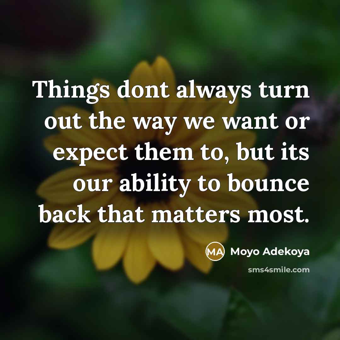 “Things dont always turn out the way we want or…” quote by Moyo Adekoya