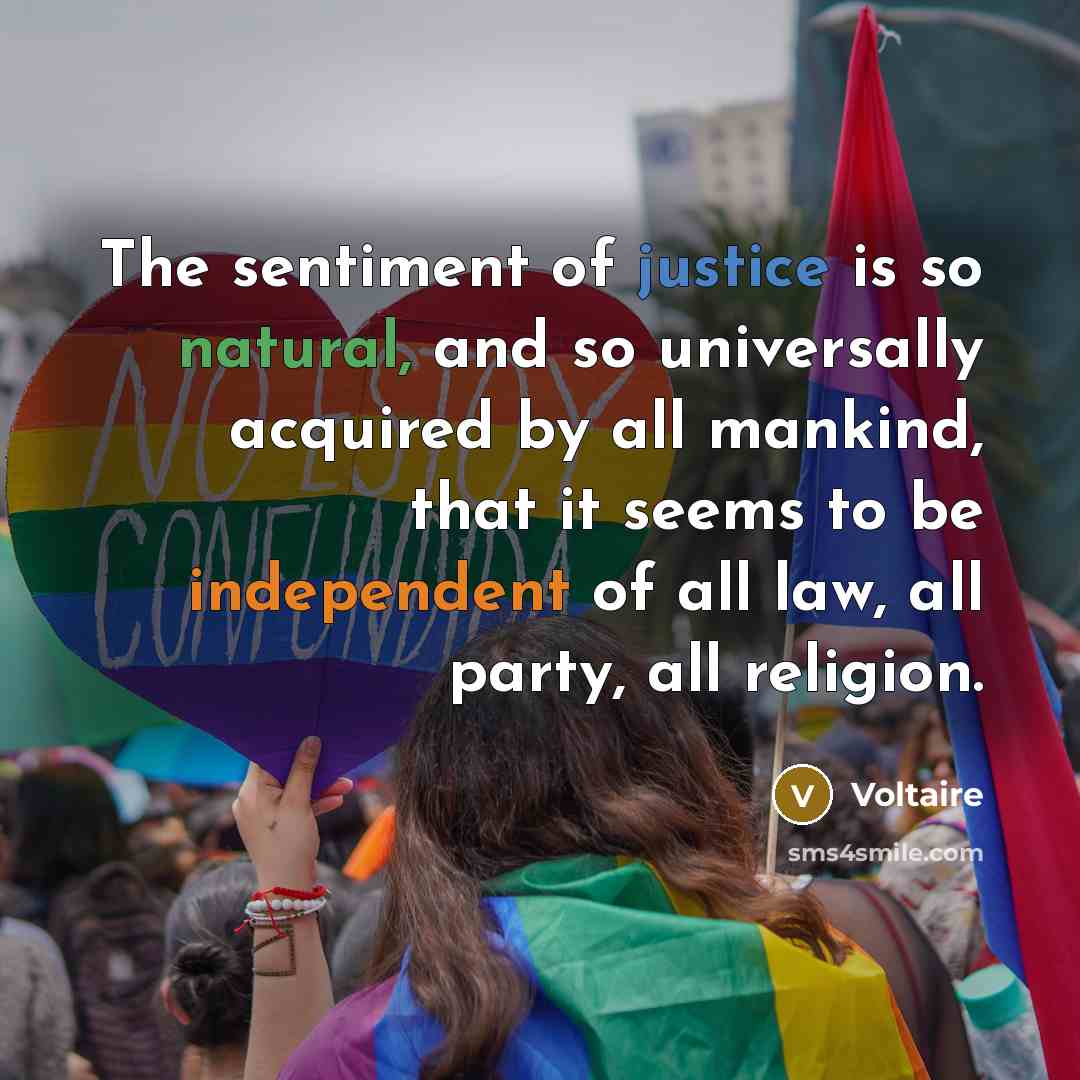 “The sentiment of justice is so natural, and so universally…” quote by Voltaire