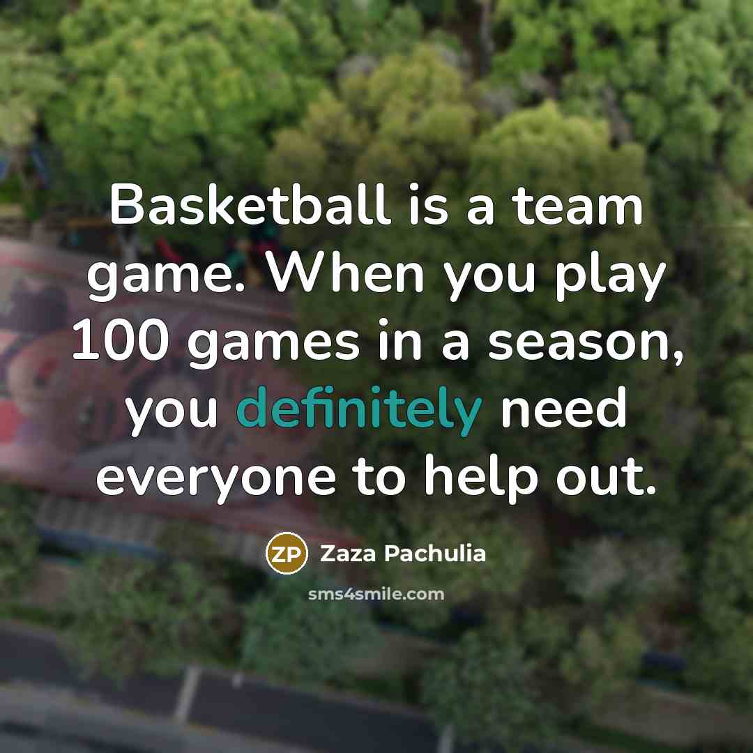 “Basketball is a team game. When you play 100 games…” quote by Zaza Pachulia