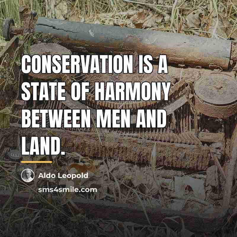 “Conservation is a state of harmony between men and land.…” quote by Aldo Leopold