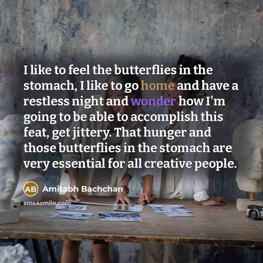“I like to feel the butterflies in the stomach, I…” quote by Amitabh Bachchan