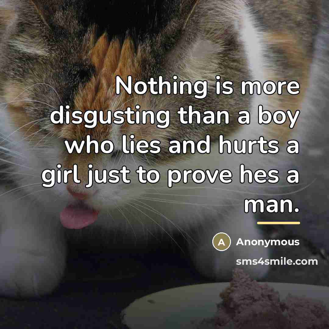 “Nothing is more disgusting than a boy who lies and…” quote by Anonymous