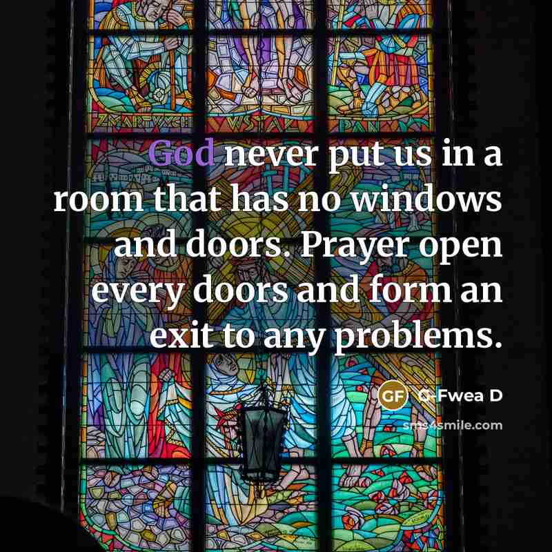 “God never put us in a room that has no…” quote by G-Fwea D