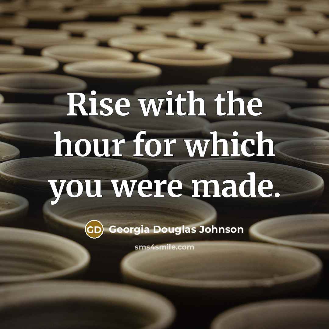 “Rise with the hour for which you were made.” quote by Georgia Douglas Johnson