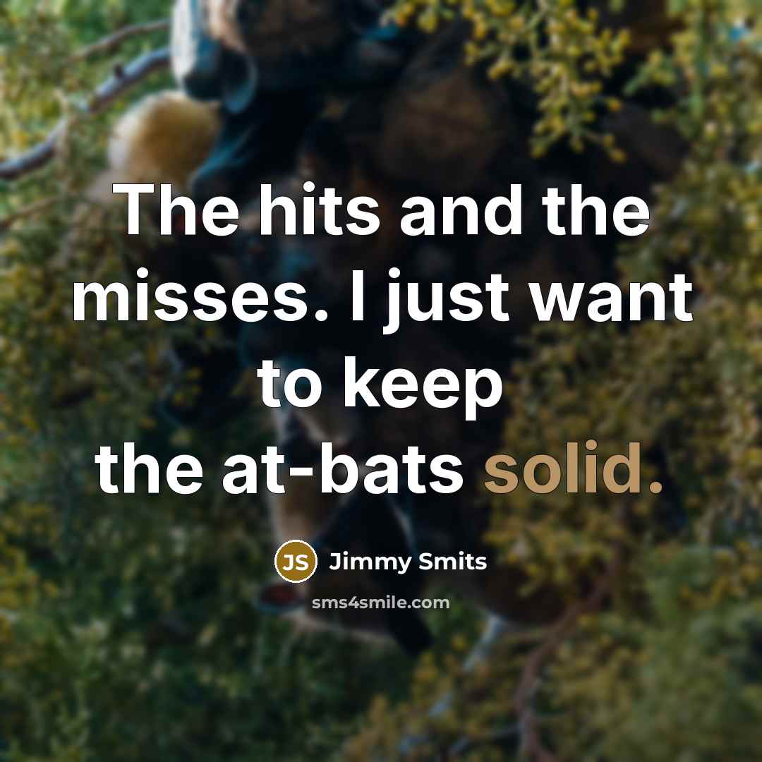 “The hits and the misses. I just want to keep the at-bats solid.” quote by Jimmy Smits