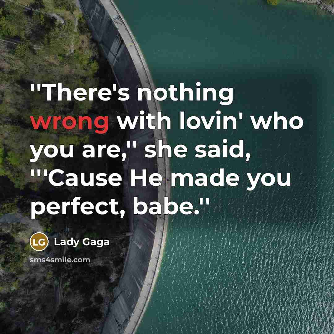 “''There's nothing wrong with lovin' who you are,'' she said, '''Cause He made you perfect, babe.''” quote by Lady Gaga
