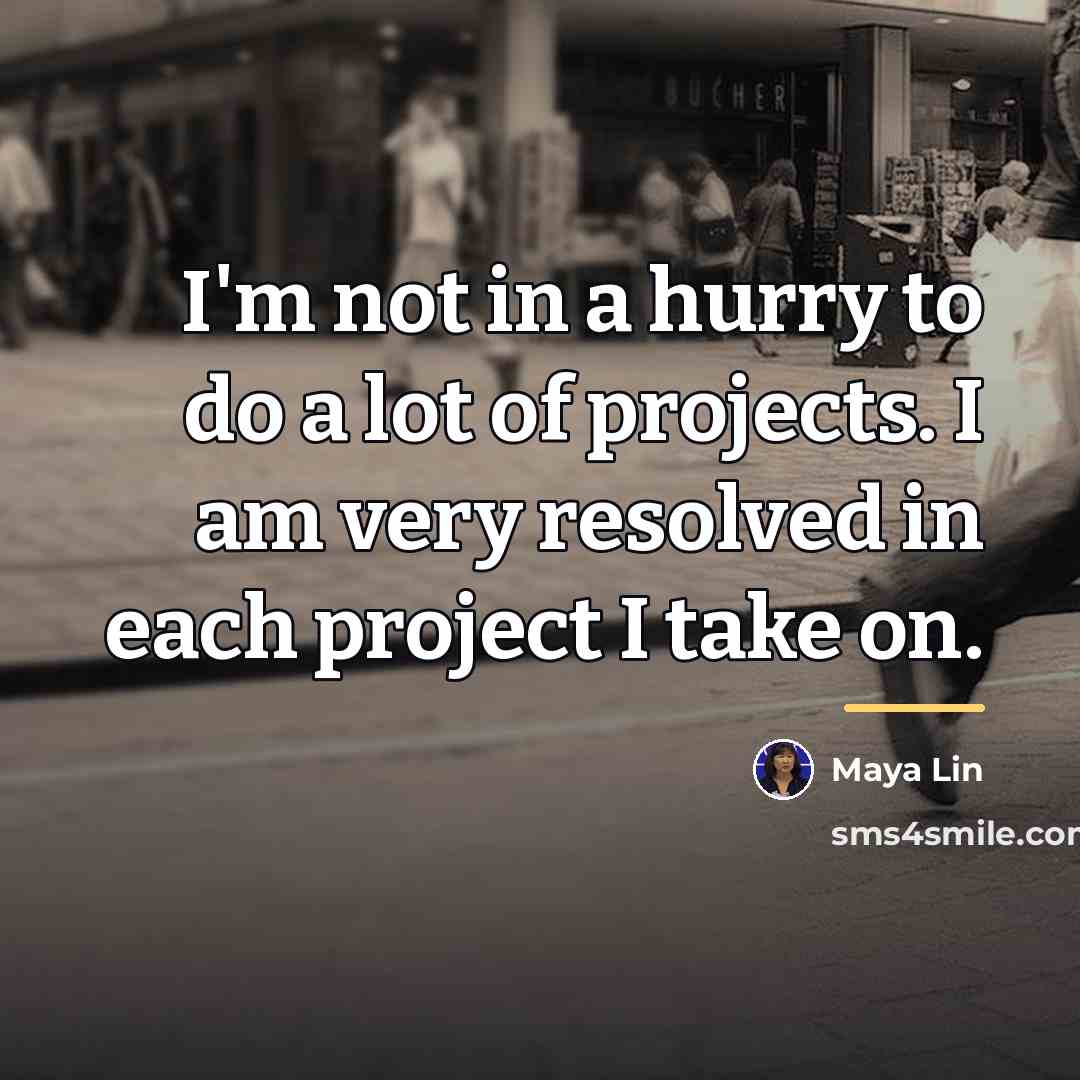 “I'm not in a hurry to do a lot of…” quote by Maya Lin