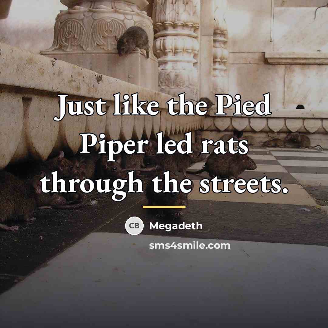 “Just like the Pied Piper led rats through the streets.…” quote by Megadeth