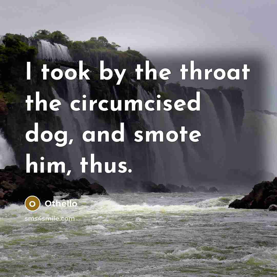 “I took by the throat the circumcised dog, and smote him, thus.” quote by Othello