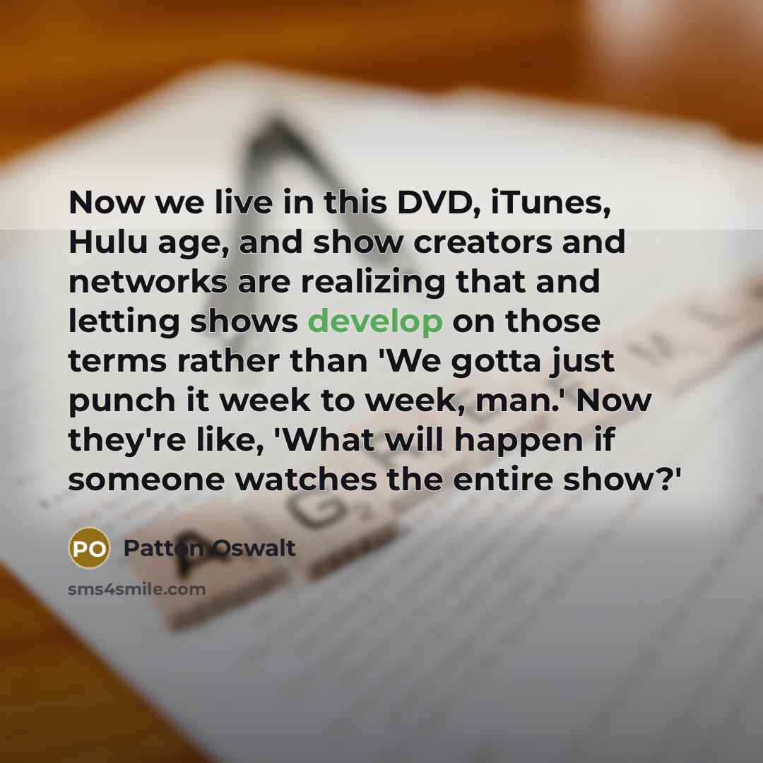 “Now we live in this DVD, iTunes, Hulu age, and…” quote by Patton Oswalt