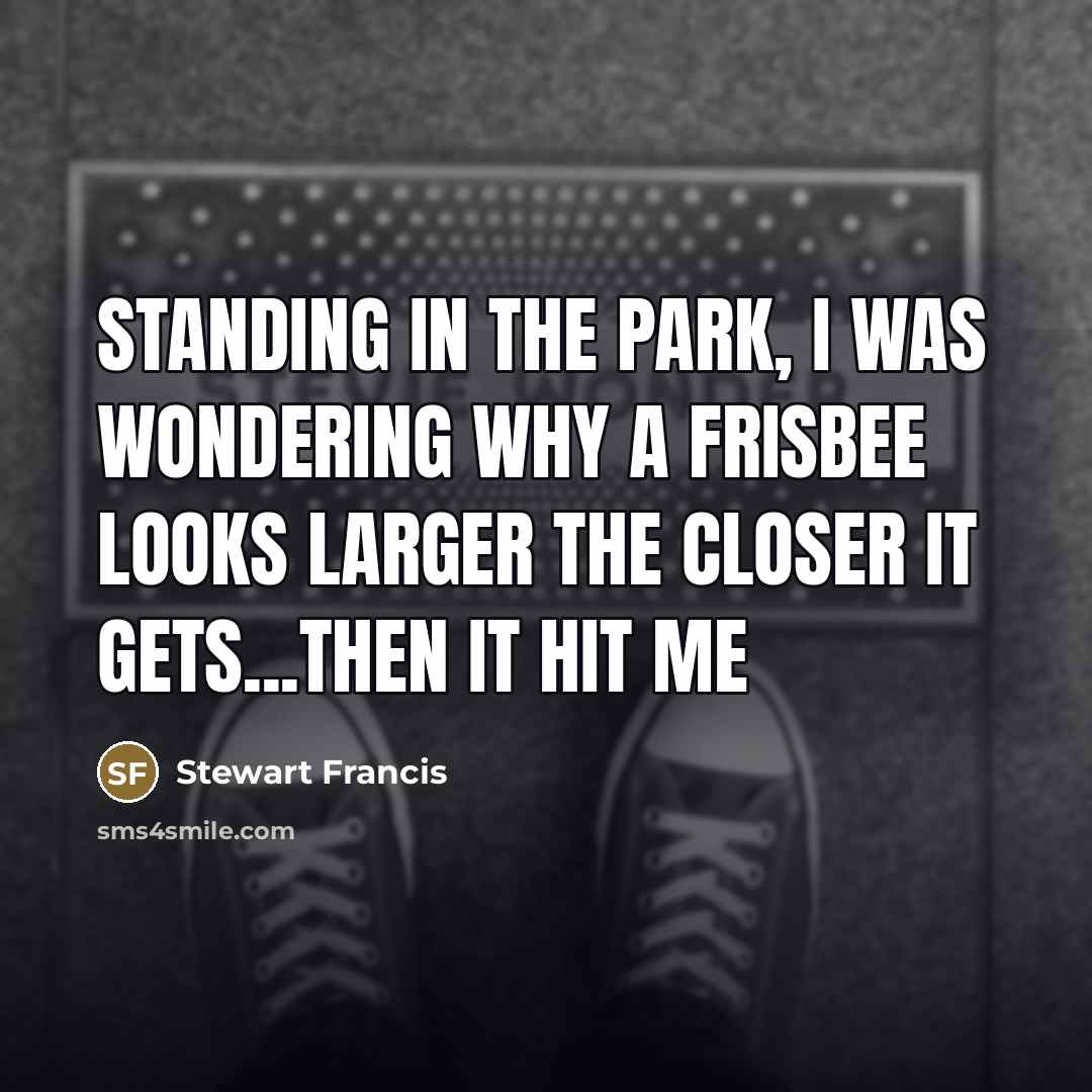 “Standing in the park, I was wondering why a frisbee…” quote by Stewart Francis