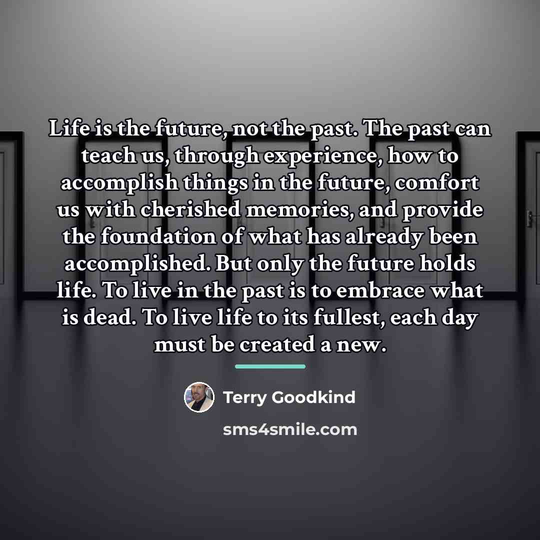 “Life is the future, not the past. The past can…” quote by Terry Goodkind