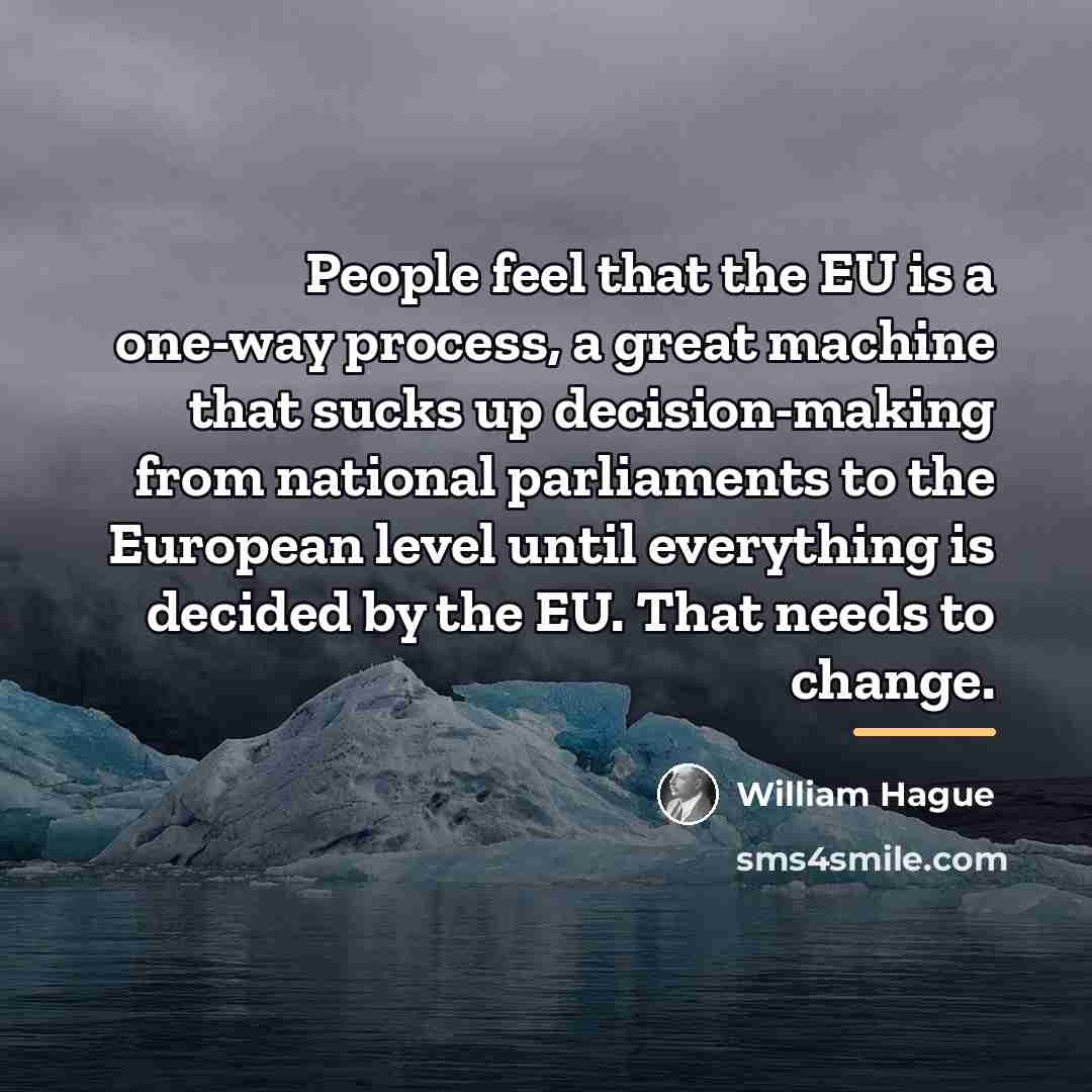 “People feel that the EU is a one-way process, a…” quote by William Hague