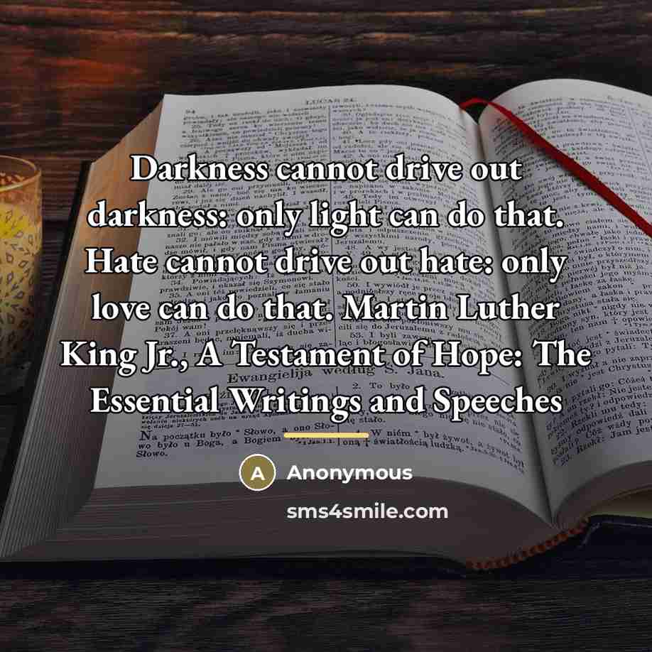 “Darkness cannot drive out darkness: only light can do that.…” quote by Anonymous