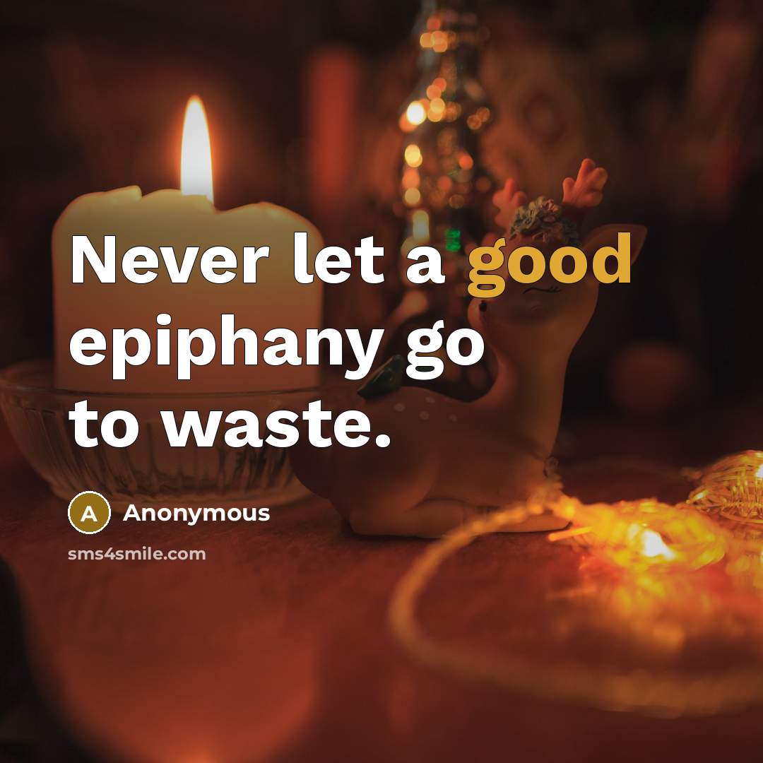 “Never let a good epiphany go to waste.…” quote by Anonymous