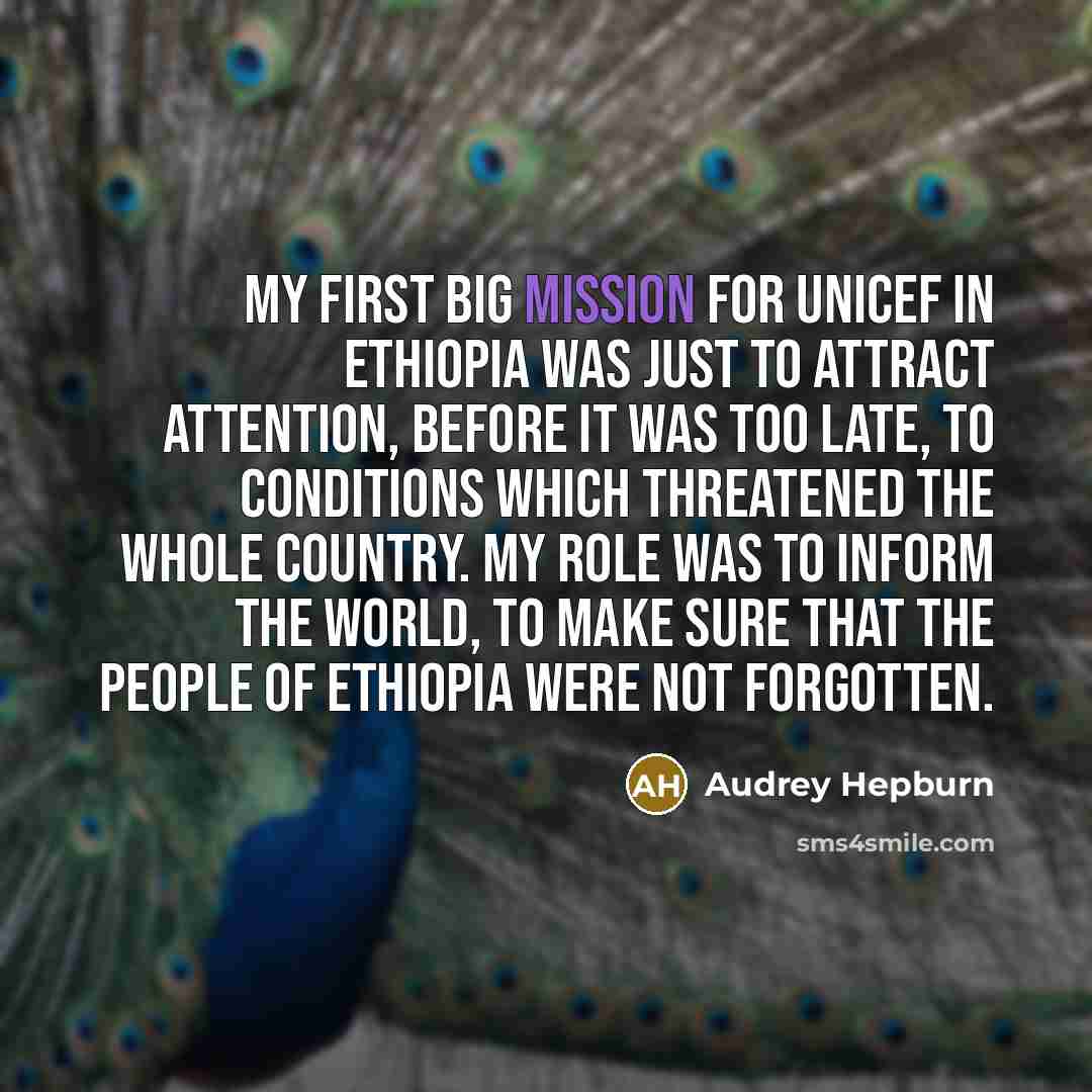 “My first big mission for UNICEF in Ethiopia was just…” quote by Audrey Hepburn