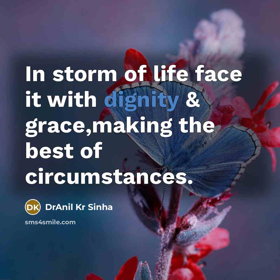 “In storm of life face it with dignity & grace,making…” quote by DrAnil Kr Sinha