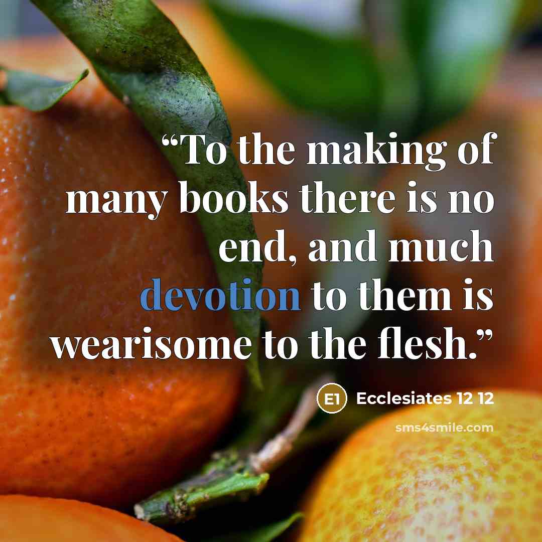 “To the making of many books there is no end, and much devotion to them is wearisome to the flesh.” quote by Ecclesiates 12 12