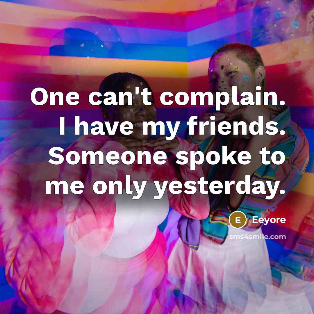 “One can't complain. I have my friends. Someone spoke to…” quote by Eeyore
