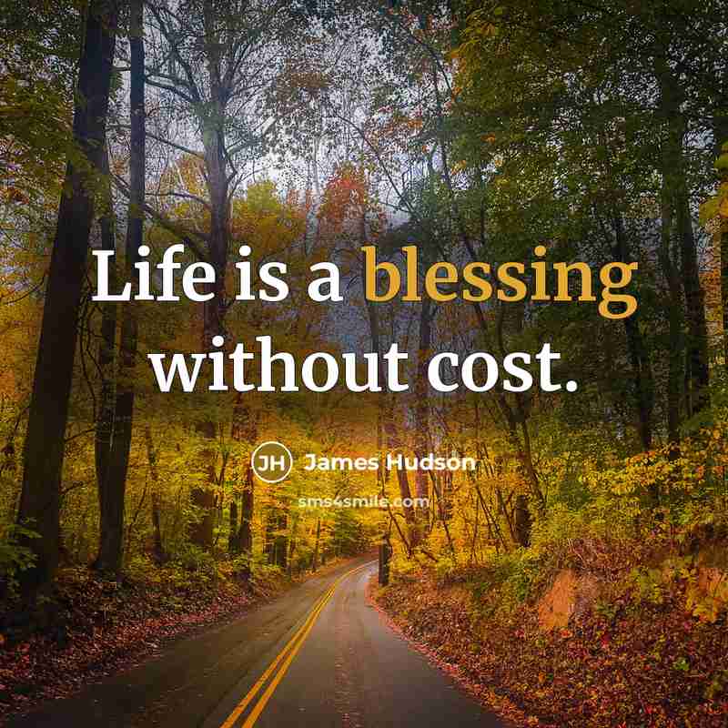 “Life is a blessing without cost.” quote by James Hudson
