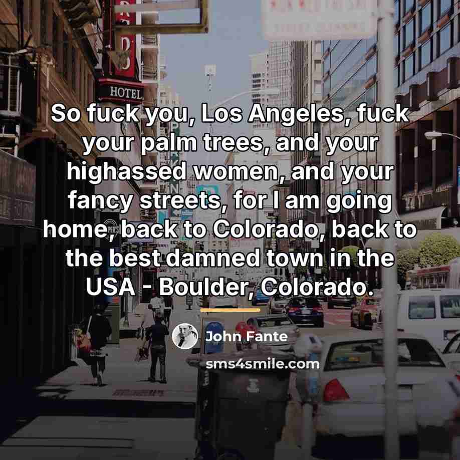 “So fuck you, Los Angeles, fuck your palm trees, and…” quote by John Fante