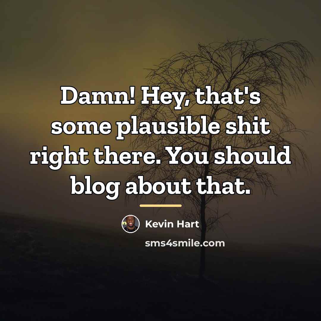 “Damn! Hey, that's some plausible shit right there. You should…” quote by Kevin Hart