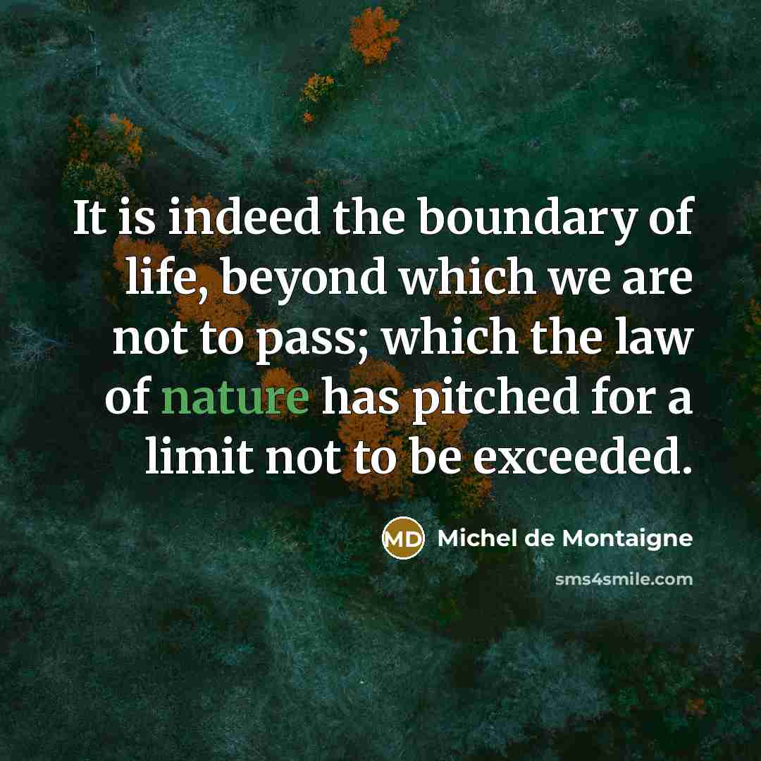 “It is indeed the boundary of life, beyond which we…” quote by Michel de Montaigne