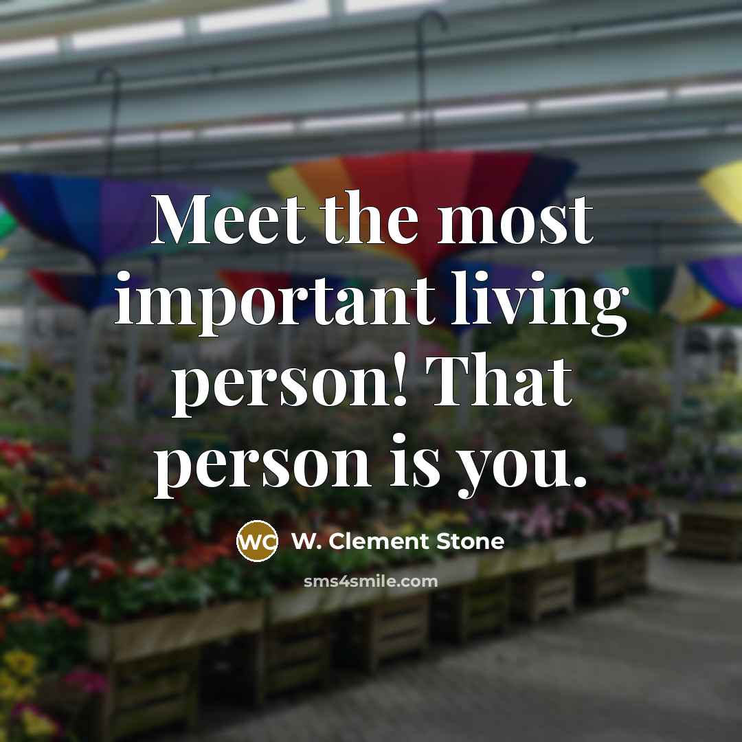 “Meet the most important living person! That person is you.…” quote by W. Clement Stone