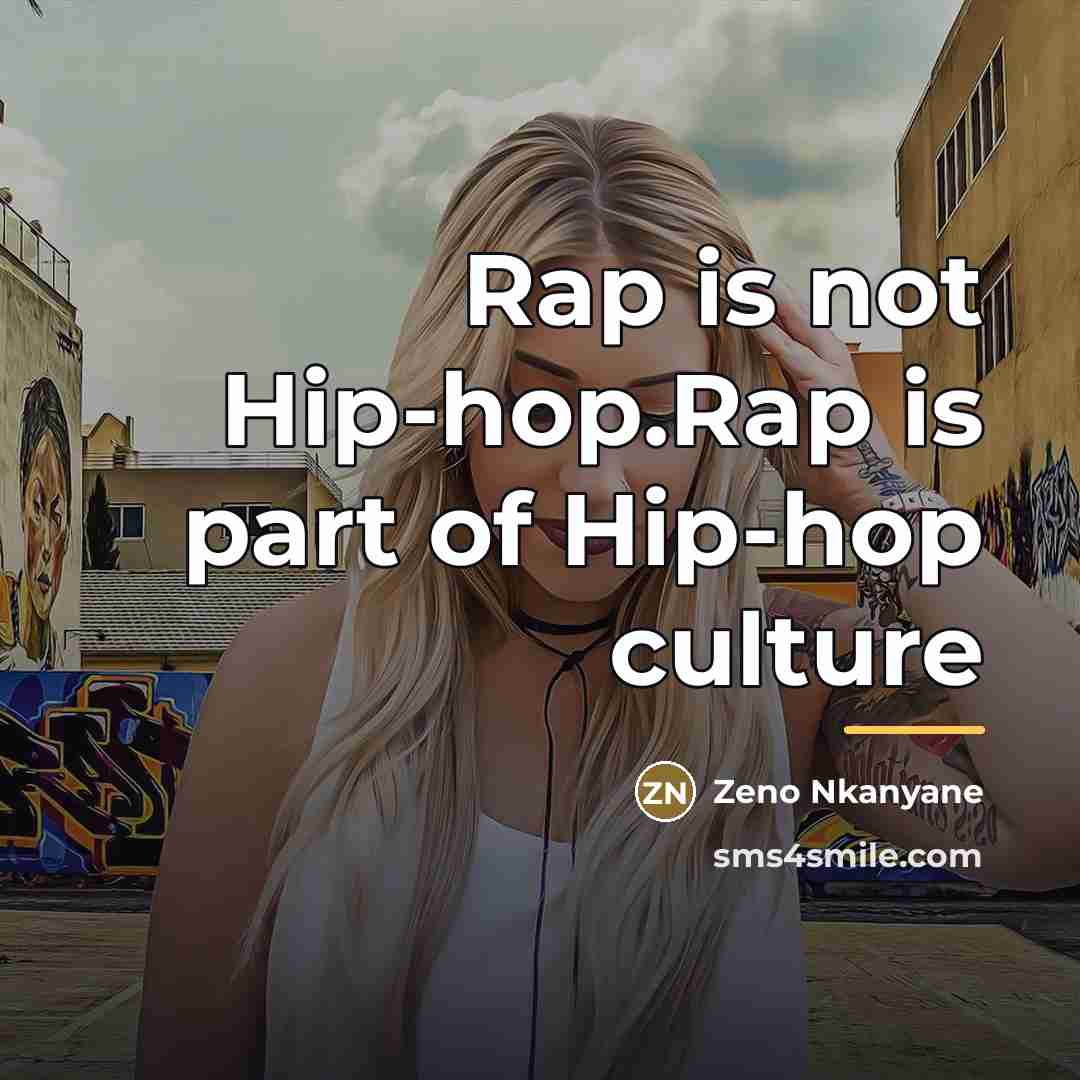 “Rap is not Hip-hop.Rap is part of Hip-hop culture…” quote by Zeno Nkanyane