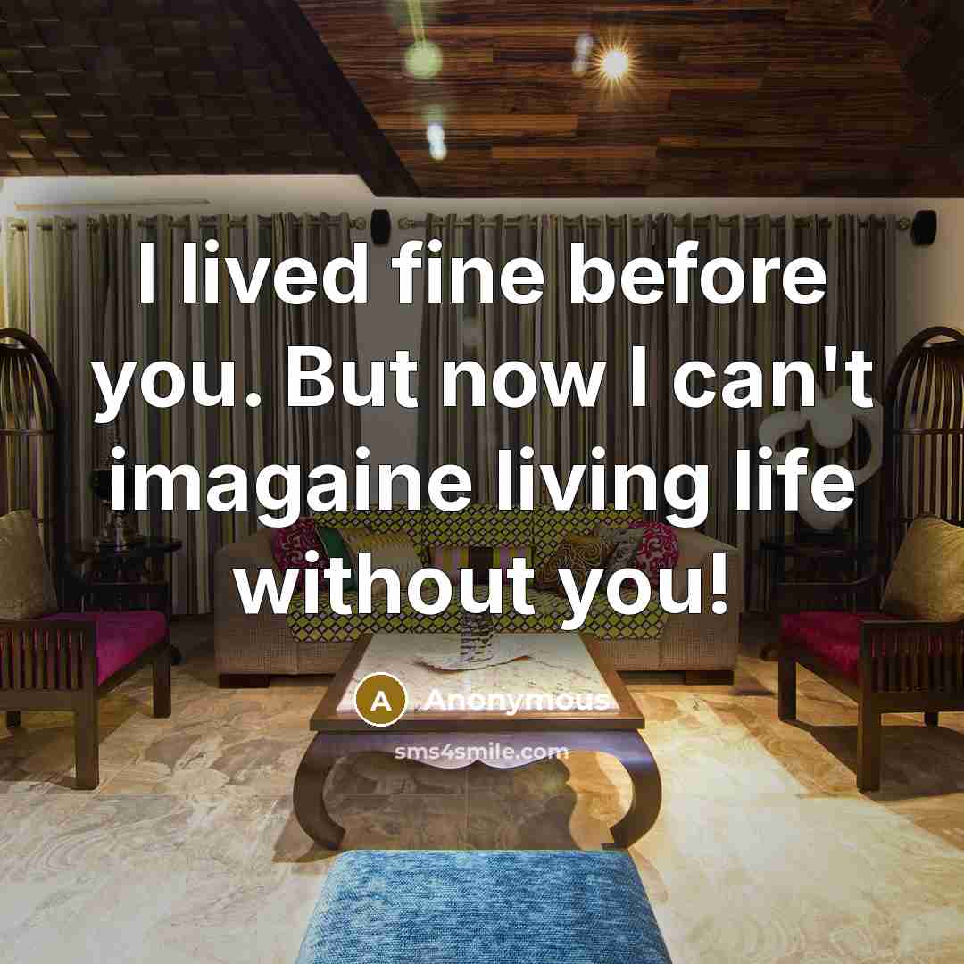 “I lived fine before you. But now I can't imagaine…” quote by Anonymous