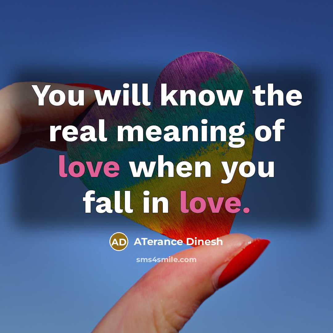 “You will know the real meaning of love when you fall in love.” quote by ATerance Dinesh
