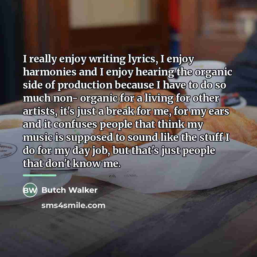 “I really enjoy writing lyrics, I enjoy harmonies and I…” quote by Butch Walker