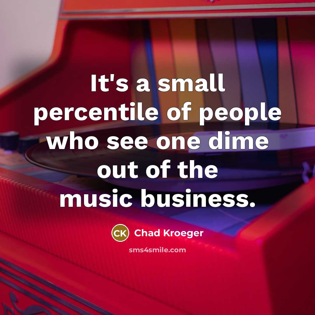 “It's a small percentile of people who see one dime…” quote by Chad Kroeger