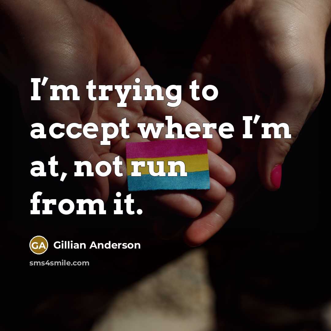 “I’m trying to accept where I’m at, not run from…” quote by Gillian Anderson