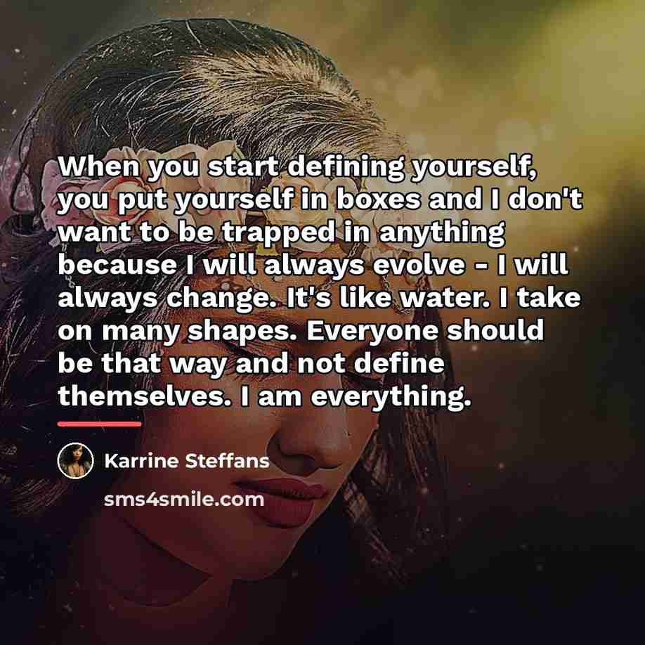 “When you start defining yourself, you put yourself in boxes…” quote by Karrine Steffans
