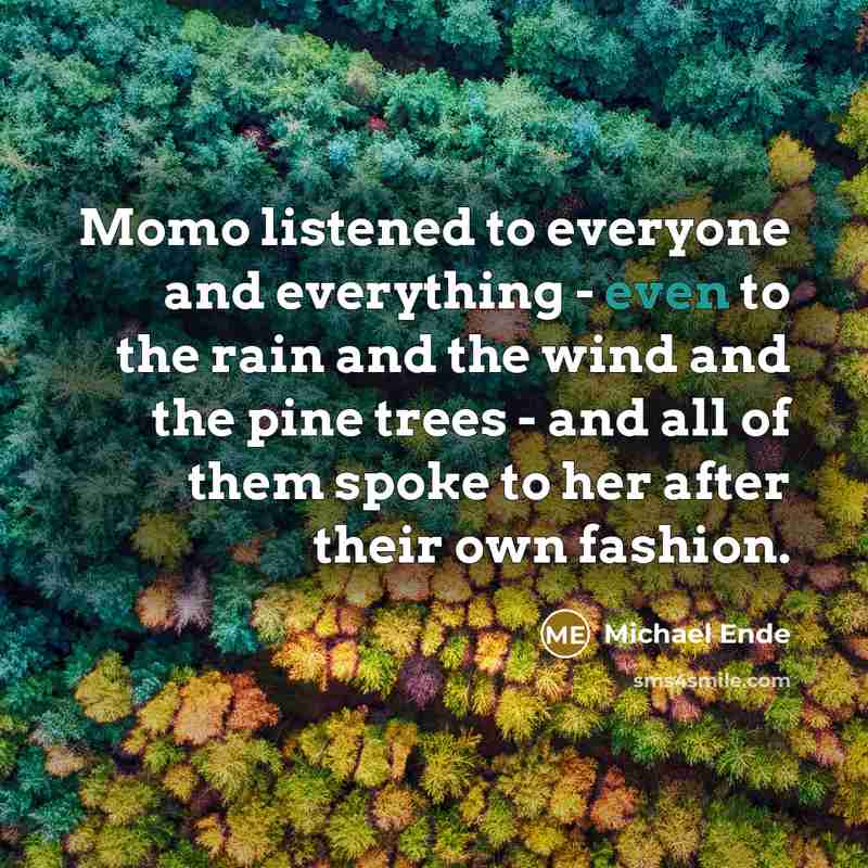 “Momo listened to everyone and everything - even to the…” quote by Michael Ende