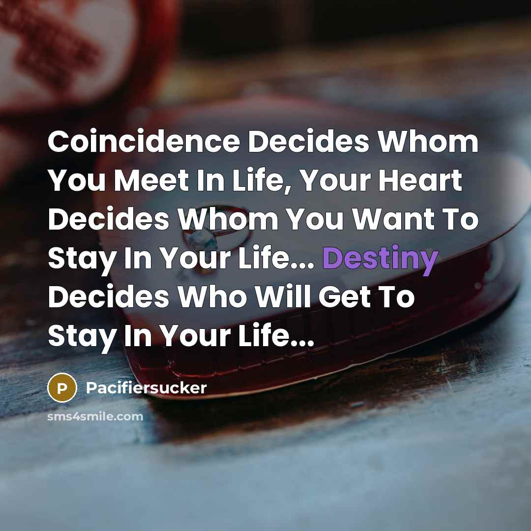 “Coincidence Decides Whom You Meet In Life, Your Heart Decides…” quote by Pacifiersucker