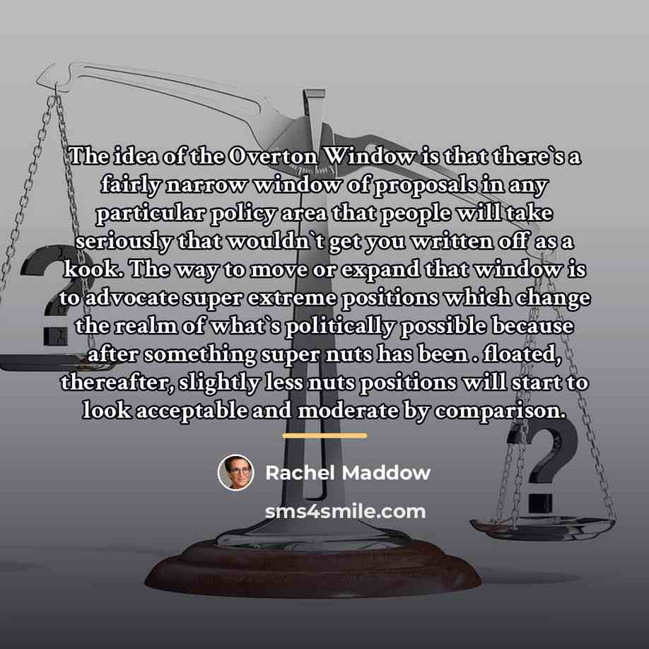 “The idea of the Overton Window is that there`s a…” quote by Rachel Maddow