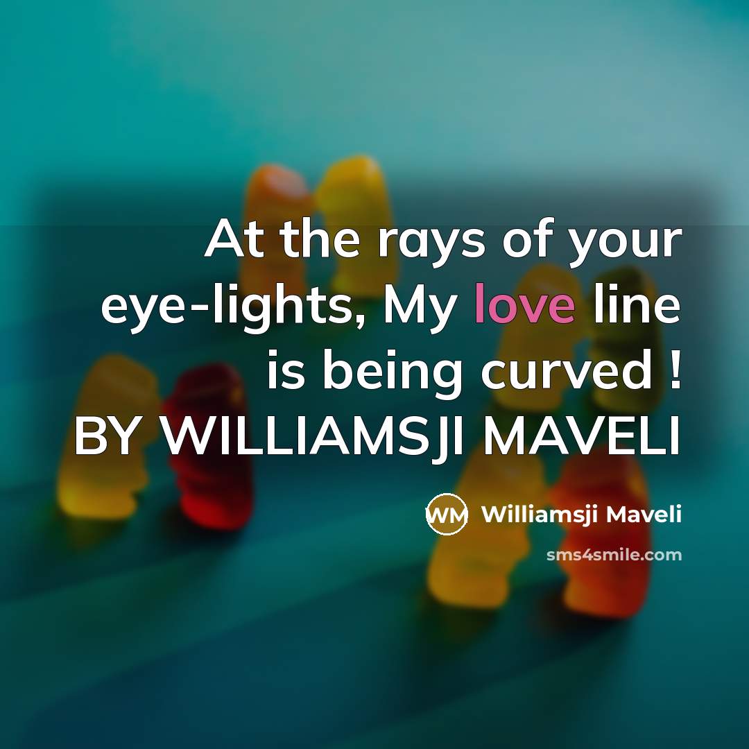 “At the rays of your eye-lights, My love line is…” quote by Williamsji Maveli